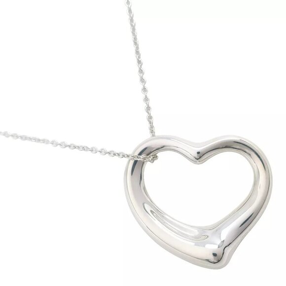 TIFFANY&Co. Open Heart Large Necklace Elsa Peretti Silver925 heart 19.6g Women - Picture 1 of 6